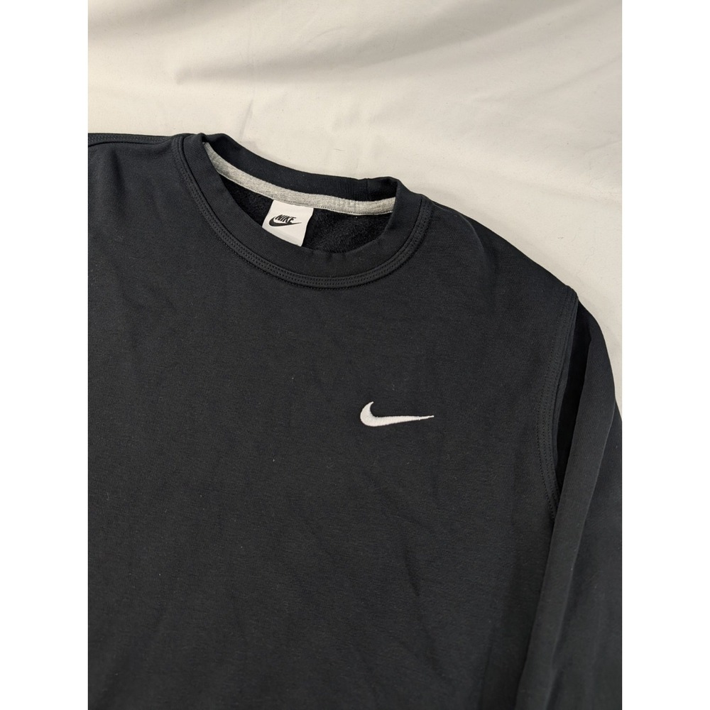 Nike Club Fleece Crewneck Sweatshirt Mens Large Heavy Black Pullover Embroidered